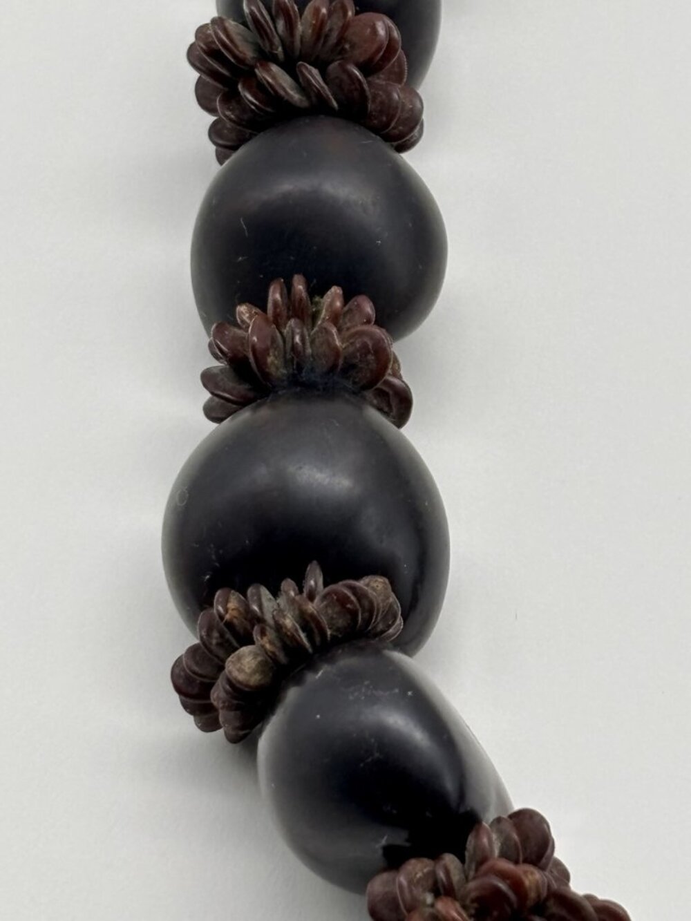 Vintage Hawaiian Lei Kukui Nut And Seeds Necklace With Ribbon Closure, Hand-Made - Picture 14 of 16